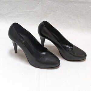 FENDI Black Leather Platform Pumps Heels Size 38.5 US 8.5